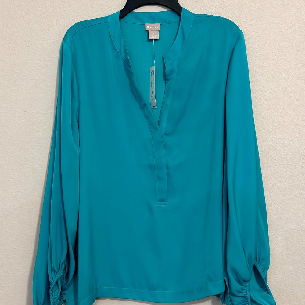 Chico's 16/18 Dark Aqua Blouse